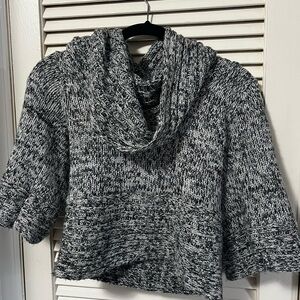 bebe Marled Black, Gray & White Chunky Knit Cowl Sweater